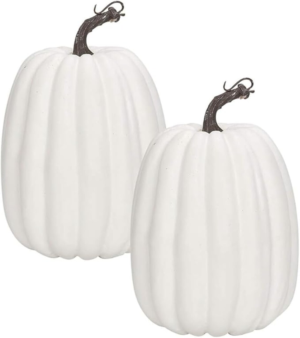 Artificial Pumpkins, 2PCS White Fake Pumpkins. Large Faux Pumpkins for Autumn Thanksgiving Halloween Seasonal Holiday Decor Decoration (2 Pieces Big White Pumpkins)